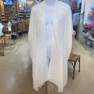New Boutique Encour White Studded Kimono Cover-up OSFM